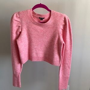 Wild Fable puff sleeve pink crop sweater